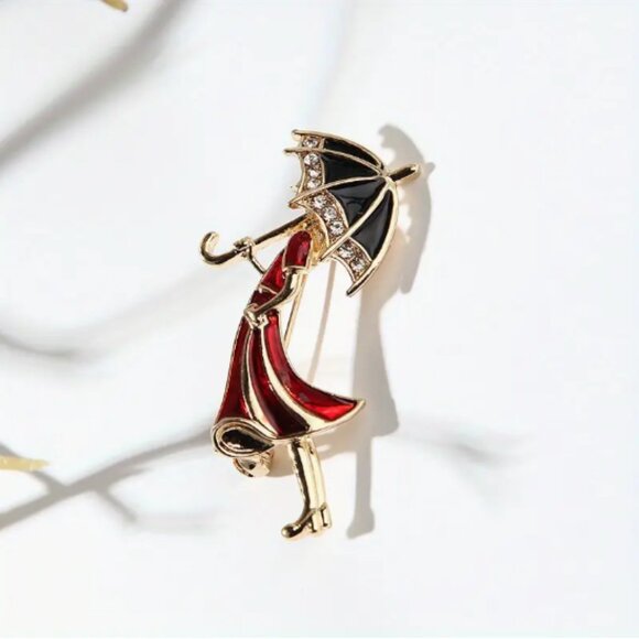 ๐50% OFF/3+...Girl Carrying Umbrella Brooch - Picture 3 of 9